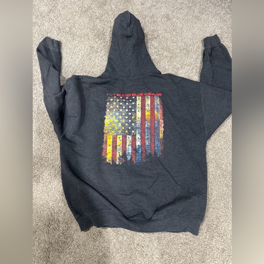 Grunt Style Hoodie Sweatshirt Men’s XL Charcoal Gray USA Flag Hooded